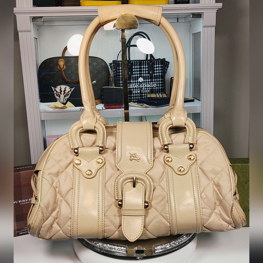 Burberry Beige Quilted Leather Handbag